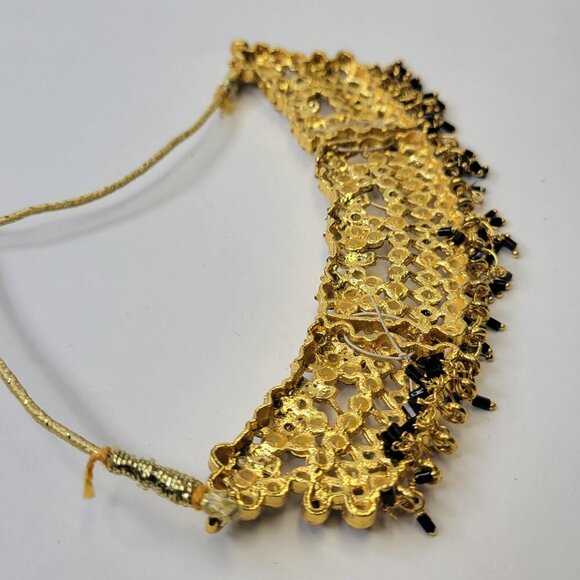 Black and Gold Choker Necklace Ethnic Indian Necklace - Picture 4 of 12
